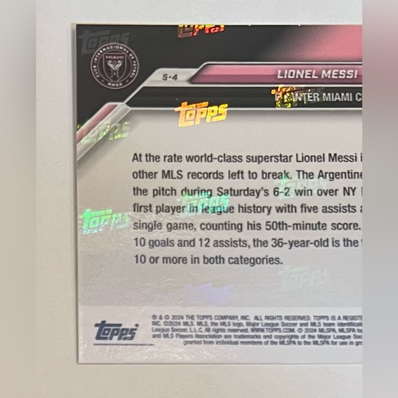 Trading card soccer 2024 Topps Now 5-4 # 46 Lionel Messi F. Intermiami CF - Picture 7 of 8